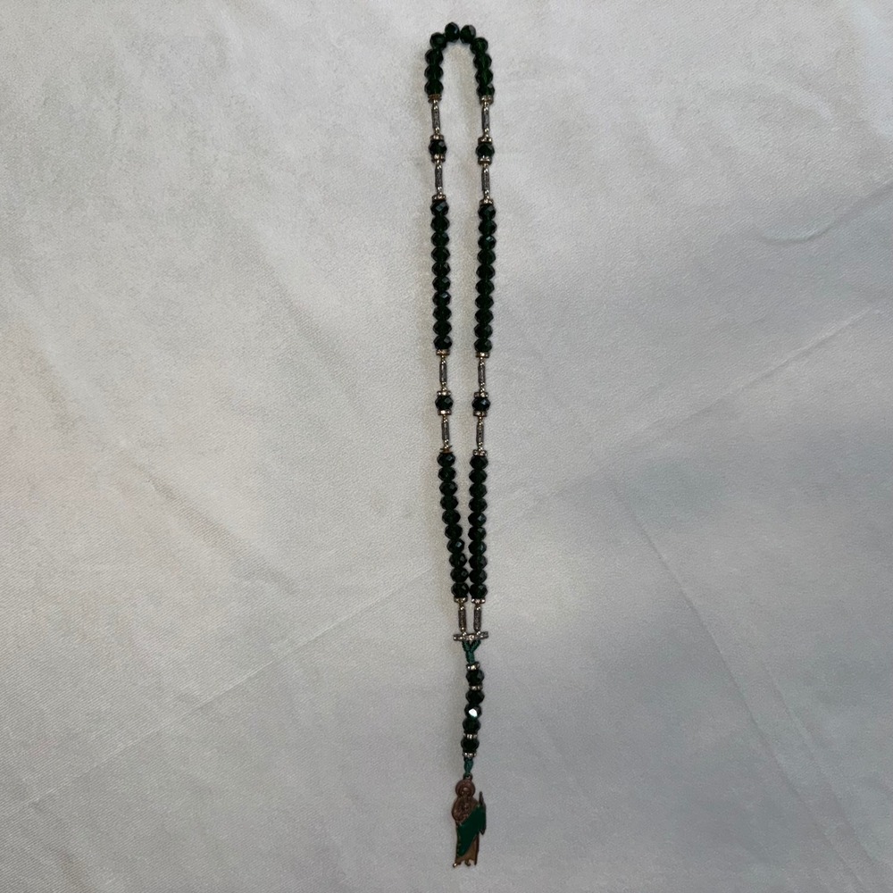St Jude Thaddeus Rosary Emerald Green Faceted Crystal Catholic Prayer Beads‎
